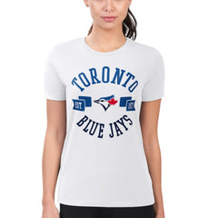 Toronto Blue Jays G-III 4Her by Carl Banks Women's Super-Slim Fit Lightweight City Graphic T-Shirt - White - MLB on Sale