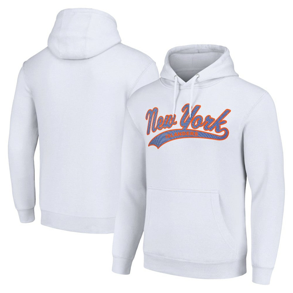 New York Islanders Starter Tailsweep Fleece Tri-Blend Pullover Hoodie - White - NHL 200652664