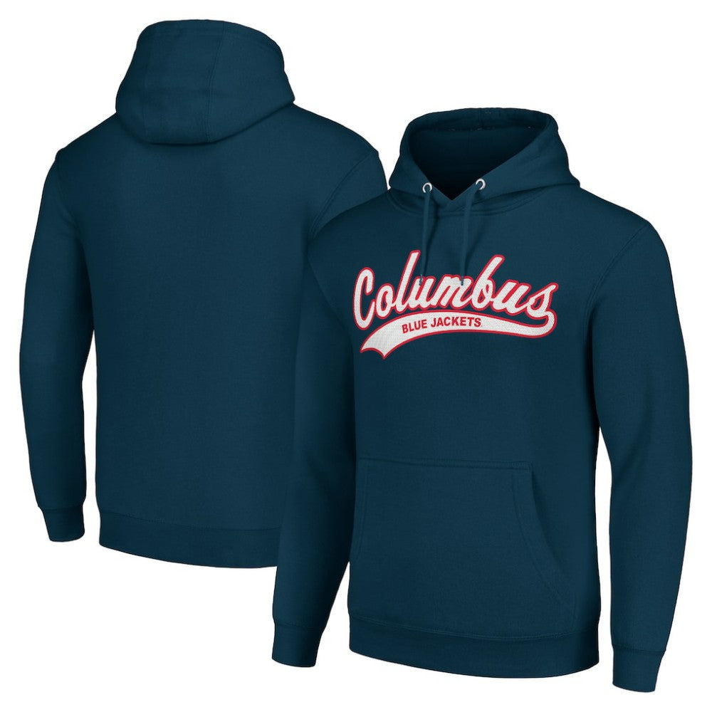 Columbus Blue Jackets Starter Tailsweep Fleece Tri-Blend Pullover Hoodie - Navy - NHL 200652728