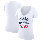 Atlanta Braves G-III 4Her by Carl Banks Women's Super-Slim Fit Lightweight City Graphic V-Neck T-Shirt - White - MLB Sale