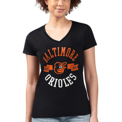 Baltimore Orioles G-III 4Her by Carl Banks Women's Super-Slim Fit Lightweight City Graphic V-Neck T-Shirt - Black - MLB Online