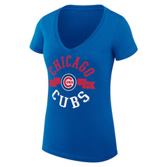 Chicago Cubs G-III 4Her by Carl Banks Women's Super-Slim Fit Lightweight City Graphic V-Neck T-Shirt - Royal - MLB Sale