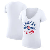 Chicago Cubs G-III 4Her by Carl Banks Women's Super-Slim Fit Lightweight City Graphic V-Neck T-Shirt - White - MLB Online