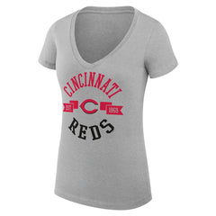 Cincinnati Reds G-III 4Her by Carl Banks Women's Super-Slim Fit Lightweight City Graphic V-Neck T-Shirt - Heather Gray - MLB Discount