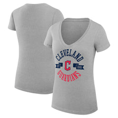 Cleveland Guardians G-III 4Her by Carl Banks Women's Super-Slim Fit Lightweight City Graphic V-Neck T-Shirt - Heather Gray - MLB Online