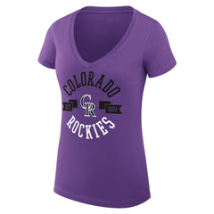 Colorado Rockies G-III 4Her by Carl Banks Women's Super-Slim Fit Lightweight City Graphic V-Neck T-Shirt - Purple - MLB Sale