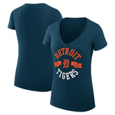 Detroit Tigers G-III 4Her by Carl Banks Women's Super-Slim Fit Lightweight City Graphic V-Neck T-Shirt - Navy - MLB Lifestyle