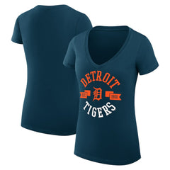 Detroit Tigers G-III 4Her by Carl Banks Women's Super-Slim Fit Lightweight City Graphic V-Neck T-Shirt - Navy - MLB Lifestyle