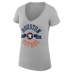 Houston Astros G-III 4Her by Carl Banks Women's Super-Slim Fit Lightweight City Graphic V-Neck T-Shirt - Heather Gray - MLB on Sale