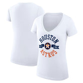 Houston Astros G-III 4Her by Carl Banks Women's Super-Slim Fit Lightweight City Graphic V-Neck T-Shirt - White - MLB on Sale