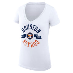 Houston Astros G-III 4Her by Carl Banks Women's Super-Slim Fit Lightweight City Graphic V-Neck T-Shirt - White - MLB on Sale