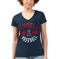 Los Angeles Angels G-III 4Her by Carl Banks Women's Super-Slim Fit Lightweight City Graphic V-Neck T-Shirt - Navy - MLB Lifestyle
