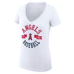 Los Angeles Angels G-III 4Her by Carl Banks Women's Super-Slim Fit Lightweight City Graphic V-Neck T-Shirt - White - MLB on Sale