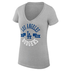 Los Angeles Dodgers G-III 4Her by Carl Banks Women's Super-Slim Fit Lightweight City Graphic V-Neck T-Shirt - Heather Gray - MLB Online