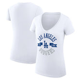 Los Angeles Dodgers G-III 4Her by Carl Banks Women's Super-Slim Fit Lightweight City Graphic V-Neck T-Shirt - White - MLB Discount