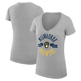 Milwaukee Brewers G-III 4Her by Carl Banks Women's Super-Slim Fit Lightweight City Graphic V-Neck T-Shirt - Heather Gray - MLB Online