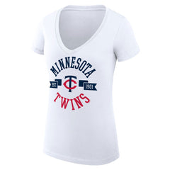 Minnesota Twins G-III 4Her by Carl Banks Women's Super-Slim Fit Lightweight City Graphic V-Neck T-Shirt - White - MLB Online