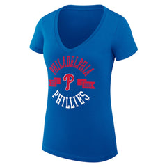 Philadelphia Phillies G-III 4Her by Carl Banks Women's Super-Slim Fit Lightweight City Graphic V-Neck T-Shirt - Royal - MLB Sale