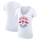 Philadelphia Phillies G-III 4Her by Carl Banks Women's Super-Slim Fit Lightweight City Graphic V-Neck T-Shirt - White - MLB Online