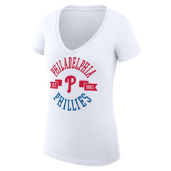 Philadelphia Phillies G-III 4Her by Carl Banks Women's Super-Slim Fit Lightweight City Graphic V-Neck T-Shirt - White - MLB Online