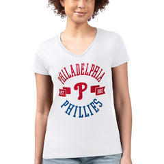Philadelphia Phillies G-III 4Her by Carl Banks Women's Super-Slim Fit Lightweight City Graphic V-Neck T-Shirt - White - MLB Online