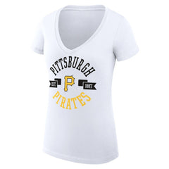 Pittsburgh Pirates G-III 4Her by Carl Banks Women's Super-Slim Fit Lightweight City Graphic V-Neck T-Shirt - White - MLB Online