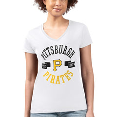 Pittsburgh Pirates G-III 4Her by Carl Banks Women's Super-Slim Fit Lightweight City Graphic V-Neck T-Shirt - White - MLB Online
