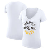 San Diego Padres G-III 4Her by Carl Banks Women's Super-Slim Fit Lightweight City Graphic V-Neck T-Shirt - White - MLB Discount