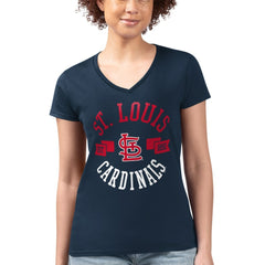 St. Louis Cardinals G-III 4Her by Carl Banks Women's Super-Slim Fit Lightweight City Graphic V-Neck T-Shirt - Navy - MLB Sale