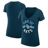 Tampa Bay Rays G-III 4Her by Carl Banks Women's Super-Slim Fit Lightweight City Graphic V-Neck T-Shirt - Navy - MLB Discount
