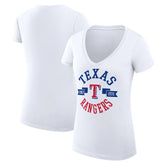 Texas Rangers G-III 4Her by Carl Banks Women's Super-Slim Fit Lightweight City Graphic V-Neck T-Shirt - White - MLB Online