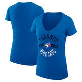 Toronto Blue Jays G-III 4Her by Carl Banks Women's Super-Slim Fit Lightweight City Graphic V-Neck T-Shirt - Royal - MLB Sale