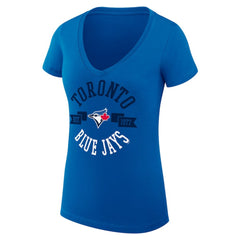 Toronto Blue Jays G-III 4Her by Carl Banks Women's Super-Slim Fit Lightweight City Graphic V-Neck T-Shirt - Royal - MLB Sale