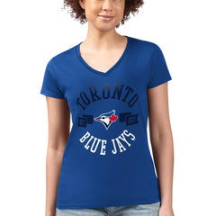 Toronto Blue Jays G-III 4Her by Carl Banks Women's Super-Slim Fit Lightweight City Graphic V-Neck T-Shirt - Royal - MLB Sale