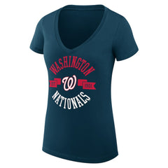 Washington Nationals G-III 4Her by Carl Banks Women's Super-Slim Fit Lightweight City Graphic V-Neck T-Shirt - Navy - MLB Sale