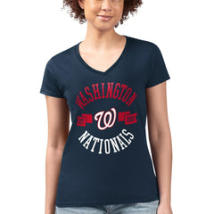 Washington Nationals G-III 4Her by Carl Banks Women's Super-Slim Fit Lightweight City Graphic V-Neck T-Shirt - Navy - MLB Sale