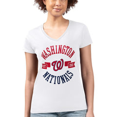 Washington Nationals G-III 4Her by Carl Banks Women's Super-Slim Fit Lightweight City Graphic V-Neck T-Shirt - White - MLB Discount