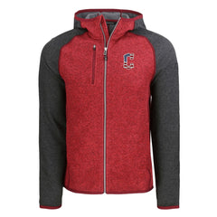 Cleveland Guardians Cutter & Buck Stars & Stripes Mainsail Sweater-Knit Full-Zip Hoodie - Heather Red/Heather Charcoal - MLB on Sale