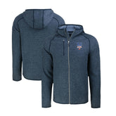 New York Mets Cutter & Buck Stars & Stripes Mainsail Sweater-Knit Full-Zip Hoodie - Heather Navy - MLB Lifestyle