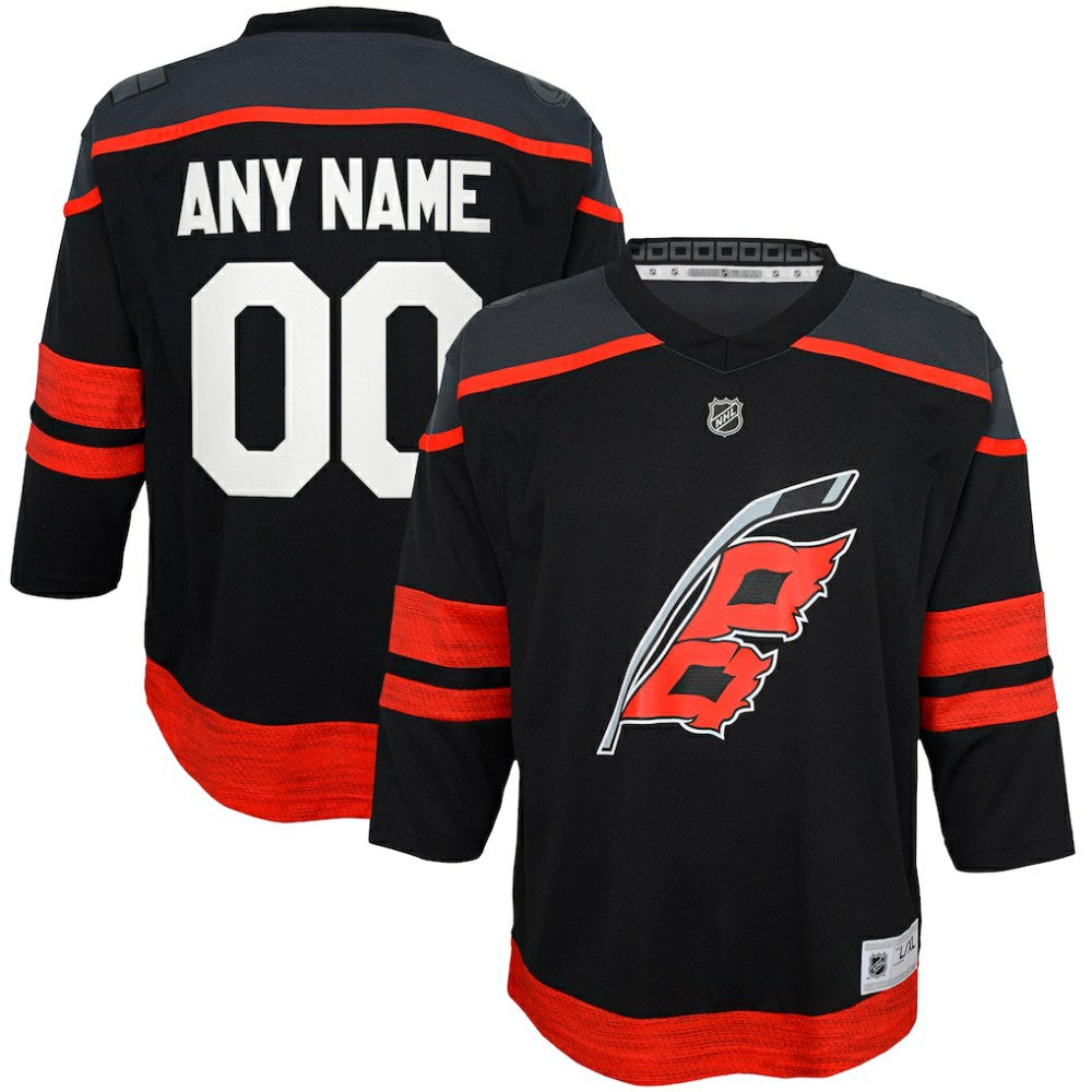 Carolina Hurricanes Youth Home Replica Custom Jersey - Black - NHL 200663287