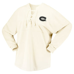 Montreal Canadiens Fanatics Women's Original Six Lace-Up Spirit Jersey Long Sleeve T-Shirt - Cream - NHL 200668343