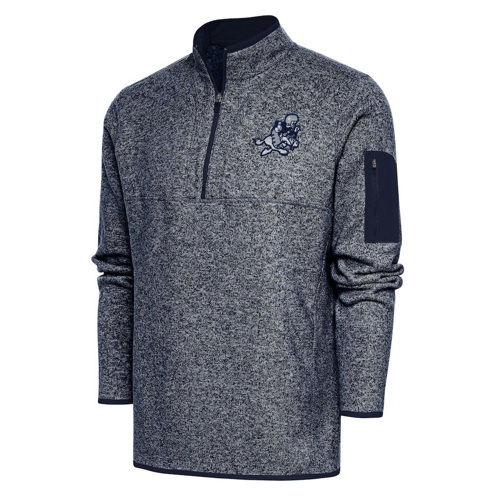 Dallas Cowboys Adult Throwback Logo Fortune Quarter-Zip Pullover Jacket Heather Navy