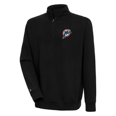 Miami Dolphins Adult Throwback Logo Victory Quarter-Zip Pullover Top Black