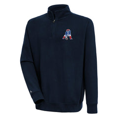 New England Patriots Adult Throwback Logo Victory Quarter-Zip Pullover Top Navy