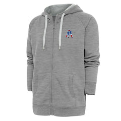 New England Patriots Adult Throwback Logo Victory Full-Zip Hoodie Heather Gray