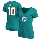 Tyreek Hill Miami Dolphins Women's Plus Size Fair Catch Name & Number Scoop Neck T-Shirt Aqua