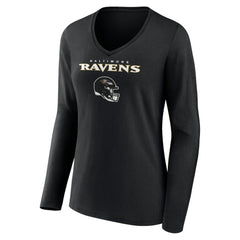 Zay Flowers Baltimore Ravens Women's Team Wordmark Player Name & Number Long Sleeve V-Neck T-Shirt Black