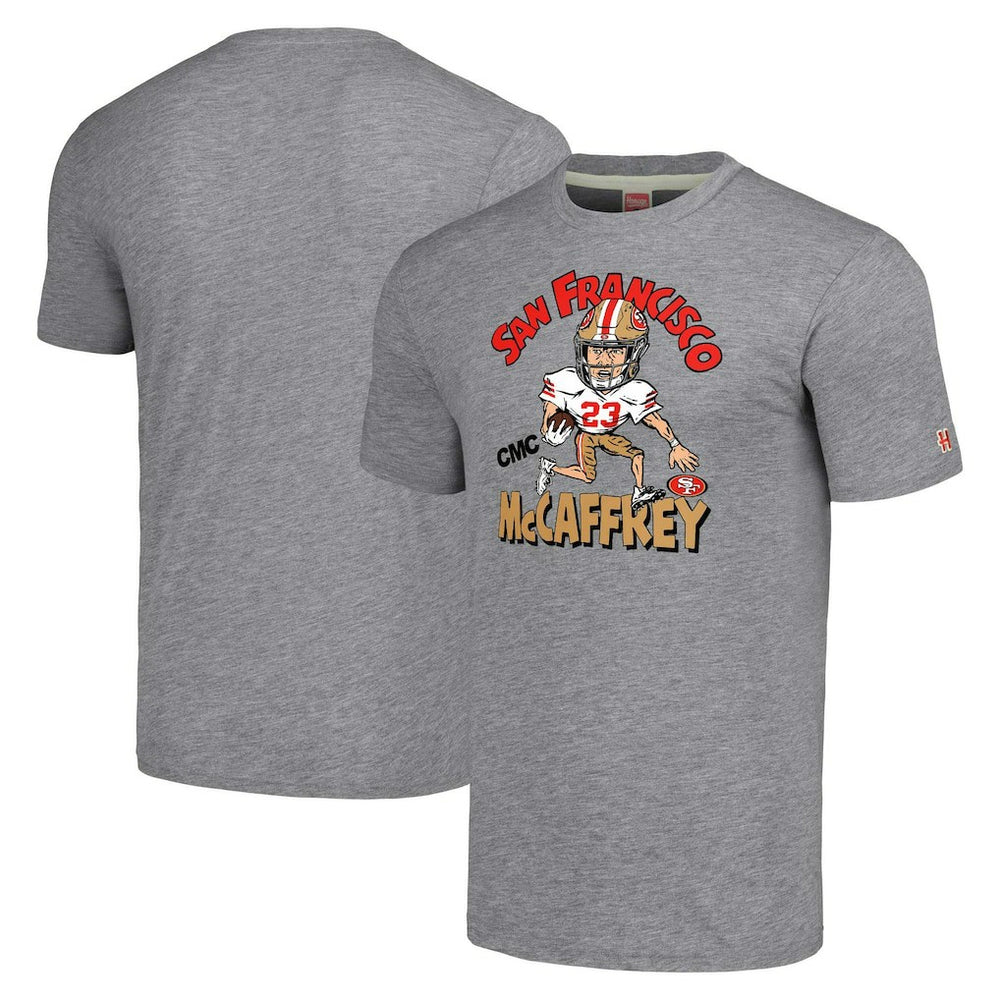 Christian McCaffrey San Francisco 49ers Homage Unisex Caricature Player Tri-Blend T-Shirt Gray