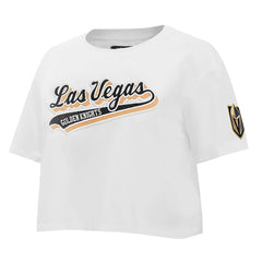 Vegas Golden Knights Pro Standard Women's Boxy Script Tail Cropped T-Shirt - White - NHL 200723734