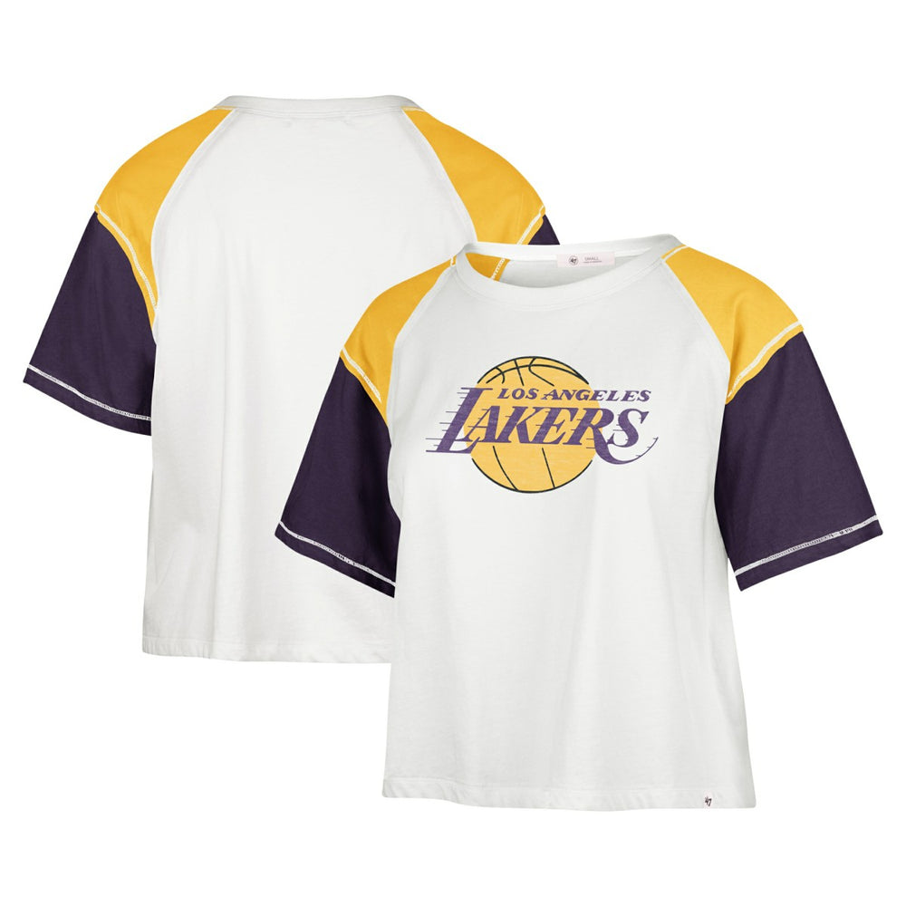 Los Angeles Lakers '47 Women's Premier Raglan Cropped T-Shirt Cream | 47 brand for sale